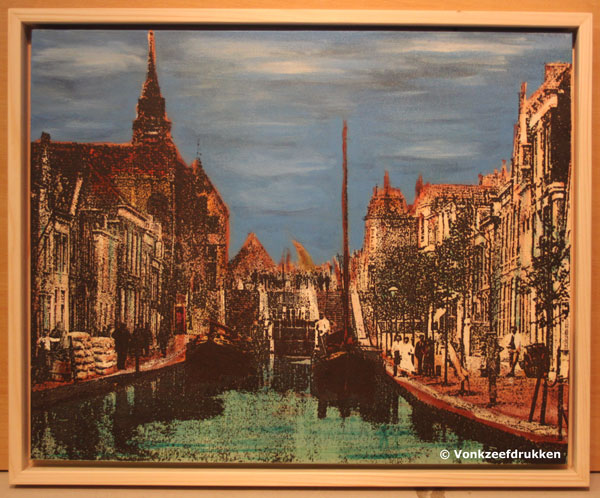 Zeefdrukschilderij: Monstersche Sluis