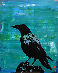 Zeefdrukschilderij Crow#3