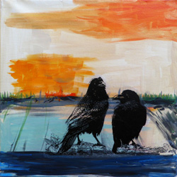 Zeefdrukschilderij Crows#1