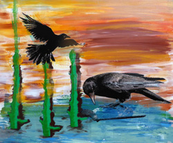 Zeefdrukschilderij Crows#2