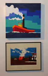 Zeefdruk 2e Petroleumhaven met schilderij Willem Bijl